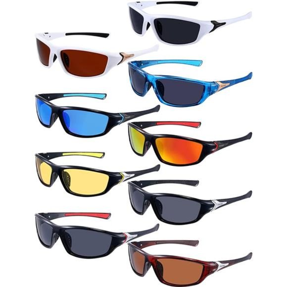9 Pack Polarized Sports Sunglasses Driving Shades Running Sunglasses Fishing Men